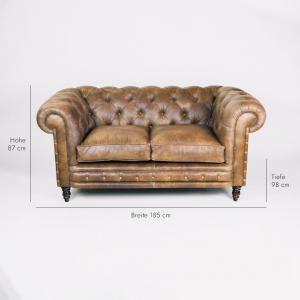 "Cornwall Classic" 2-Sitzer Original englisches Chesterfield Sofa - Sofort lieferbar