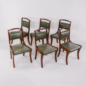 6er Satz Stühle aus Mahagoni, Vintage Regency Style