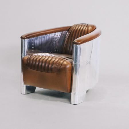 "D. Clipper" Clubsessel Braun Vintage Leder Ledersessel im originalen Art Deco Stil