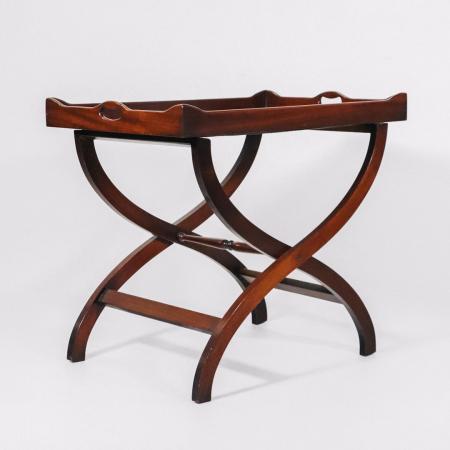 Mahagoni Butlertray mit Sebelbeinen und Klapffunktion