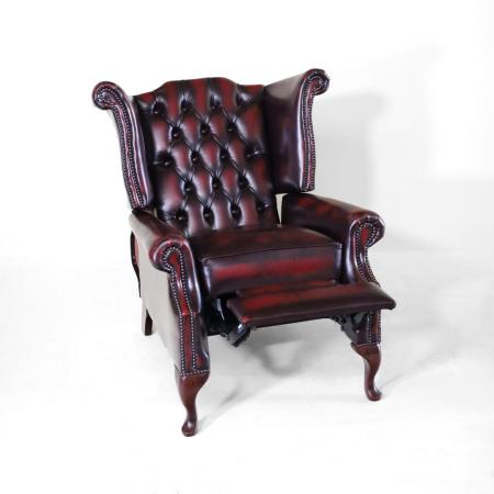 Chesterfield Scrollwing Recliner / Lazy Chair in Rot