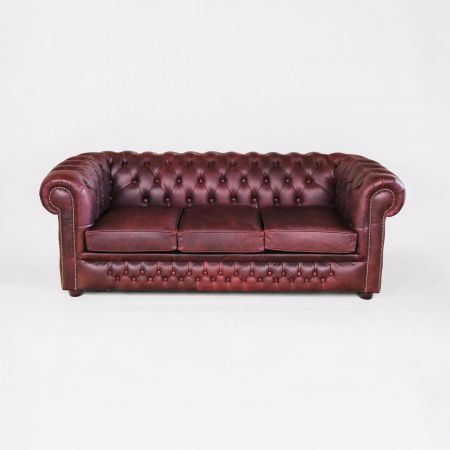 Chesterfield Sofa "London Classic" 3-Sitzer Original Schlafsofa englisch in Cracked Wax Mulberry- Sofort lieferbar