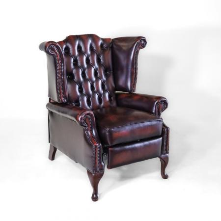 Chesterfield Scrollwing Recliner / Lazy Chair in Rot