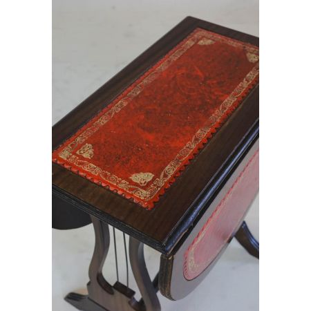 Eleganter englischer lambtable/beistelltisch in Harfenoptik aus Mahagoni