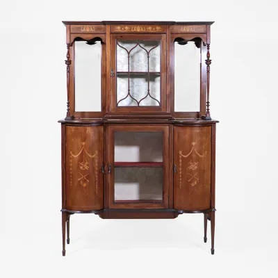 Buffetschrank antik – Edwardian Anrichte mit Aufsatzvitrine aus massivem Mahagoni