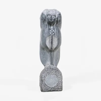 Speckstein Skulptur – Figur im Stil traditioneller Inuit-Bildhauerei