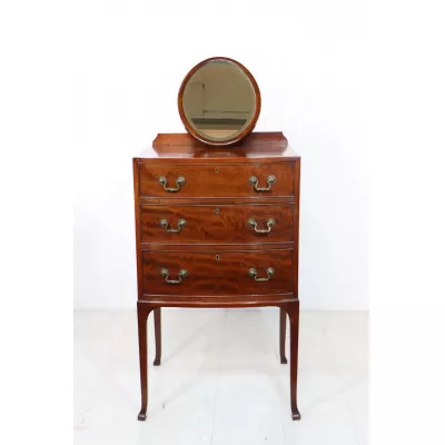 Antike bowfronted Chest of Drawers mit Spiegel, Kommode, Schminktisch , Mahagoni, ca. 1860