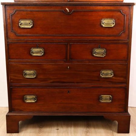 Antike Sekretär Kommode mit Bücherschrank, Mahagoni, ca. 1860