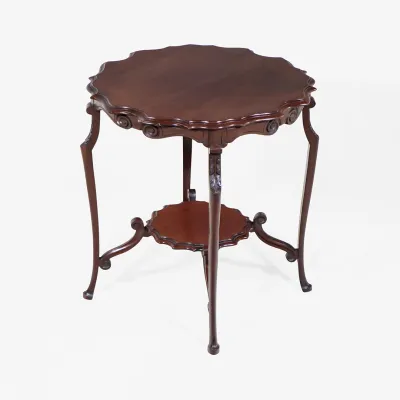 Viktorianischer Beistelltisch Mahagoni antik England geschnitzt rund