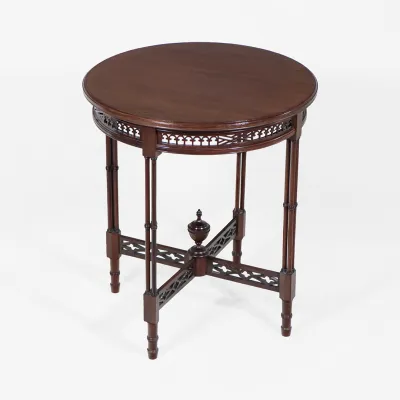 Beistelltisch antik Mahagoni rund Edwardian Chippendale Stil