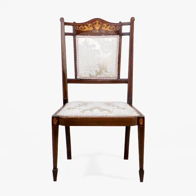 Jugendstil Stuhl aus Mahagoni mit Intarsien – Antikes Original um 1900