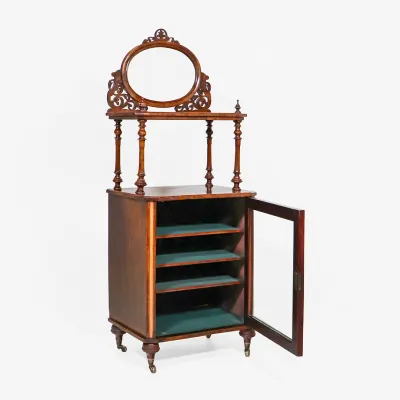 Antiker englischer Spiegelschrank / Vanity aus Mahagoni und Palisander, ca. 1860