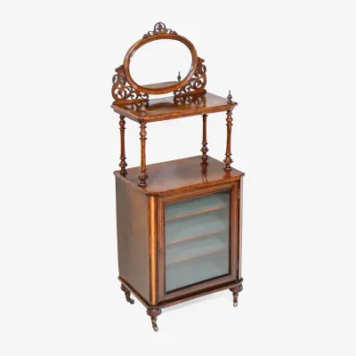 Antiker englischer Spiegelschrank / Vanity aus Mahagoni und Palisander, ca. 1860