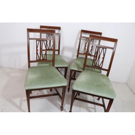 Antiker 4er Satz englische Esszimmerstühle im Regency Stil, Mahagoni, ca. 1900