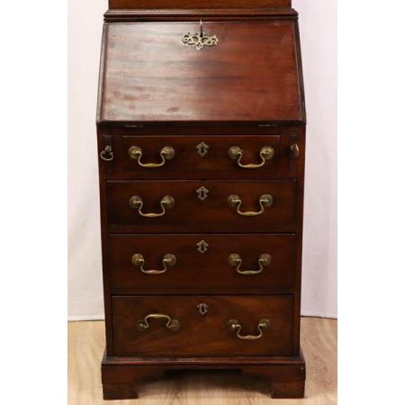 Antiker Aufsatzsekretär mit einfacher Verglasung, Mahagoni, 19. Jahrhundert