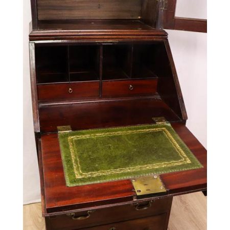 Antiker Aufsatzsekretär mit einfacher Verglasung, Mahagoni, 19. Jahrhundert