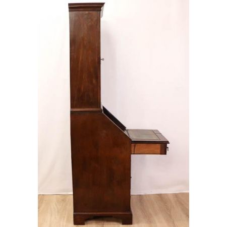 Antiker Aufsatzsekretär mit einfacher Verglasung, Mahagoni, 19. Jahrhundert