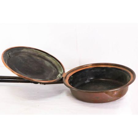 Antiker Bettwärmer aus Kupfer, 19. Jahrhundert