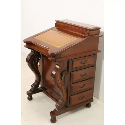 Antiker Davenport Desk mit filigranen Schnitzarbeiten, Mahagoni, ca. 19. Jahrhundert
