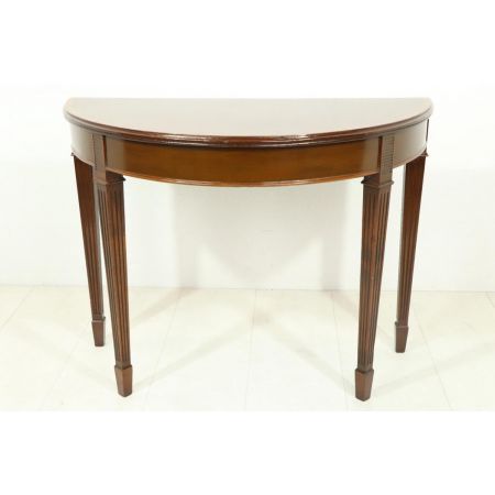 Antiker Demi Lune Beistelltisch, halbrund, Mahagoni, ca. 1860