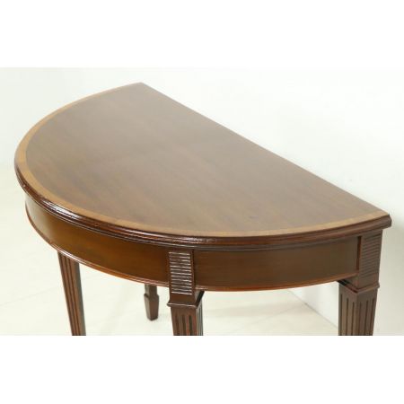 Antiker Demi Lune Beistelltisch, halbrund, Mahagoni, ca. 1860