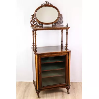 Antiker englischer Spiegelschrank / Vanity aus Mahagoni und Palisander, ca. 1860