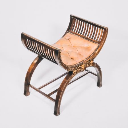Victorian Piano Chair, Stool, Hocker mit aufwendiger Intarsienarbeit und doppelten Bogenstützen