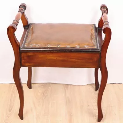 Antiker Klavierhocker, aufklappbar, Mahagoni, ca. 1860