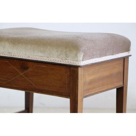 Antiker Klavierhocker mit Seidenholz Intarsien, Mahagoni, ca. 1900