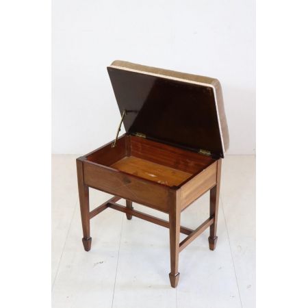 Antiker Klavierhocker mit Seidenholz Intarsien, Mahagoni, ca. 1900