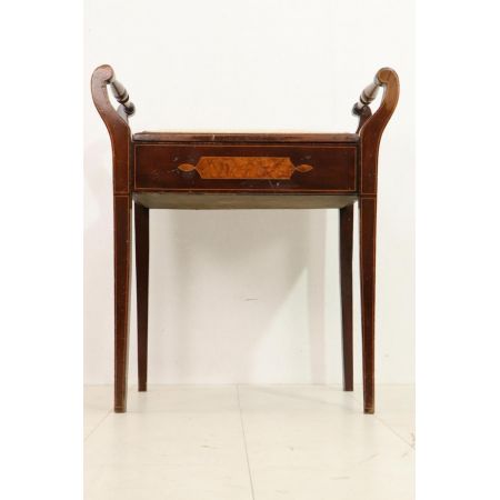 Antiker Klavierstuhl mit Intarsien, Mahagoni, ca. 1900