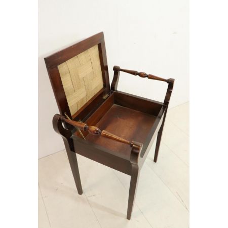 Antiker Klavierstuhl mit Intarsien, Mahagoni, ca. 1900