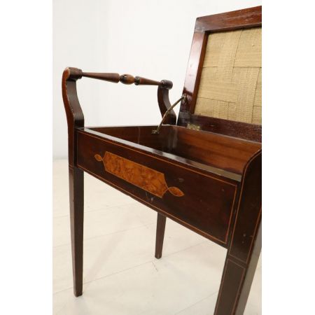 Antiker Klavierstuhl mit Intarsien, Mahagoni, ca. 1900