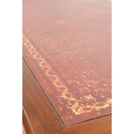 Antiker Pedestal Desk mit rotem Leder, Mahagoni, ca. 19. Jahrhundert