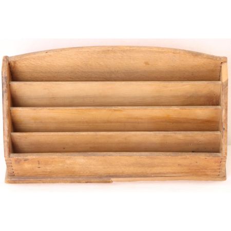 Antiker rustikaler Briefhalter, Eiche, ca. 1920