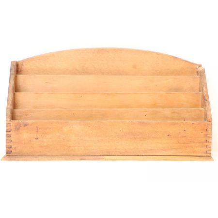 Antiker rustikaler Briefhalter, Eiche, ca. 1920