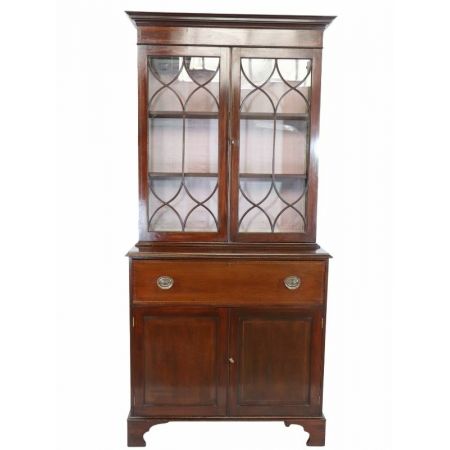 Antikes Secretaire Bookcase / Sekretär mit Aufsatz, Mahagoni, ca. 1890