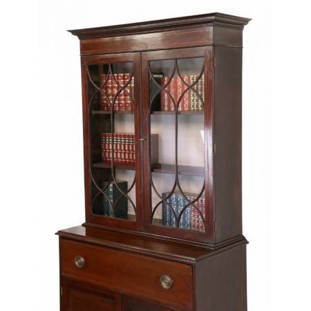 Antikes Secretaire Bookcase / Sekretär mit Aufsatz, Mahagoni, ca. 1890