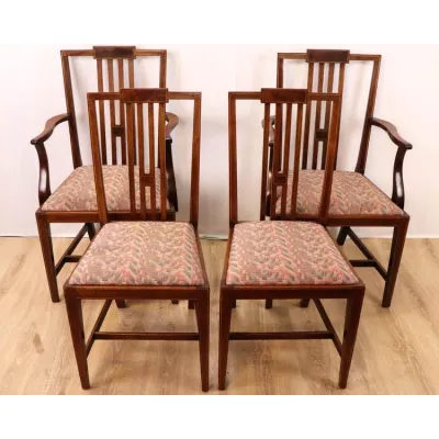 Antikes englisches 4er Stuhlset (2+2) aus Mahagoni Massivholz