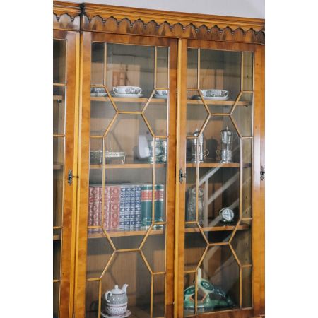 Antikes Breakfront Bookcase/ Bücherregal aus Eibe mit besonderer Patina