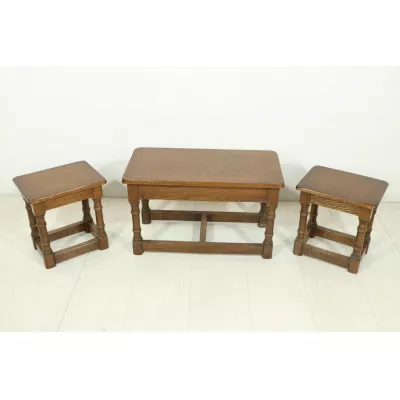 Antikes Eichen Nest of Tables, englisch, ca. 1860
