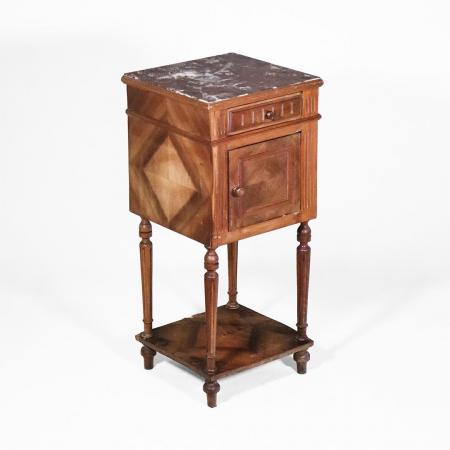 Antikes französisches Schränkchen mit Marmorplatte und Mahagoni-Dekor