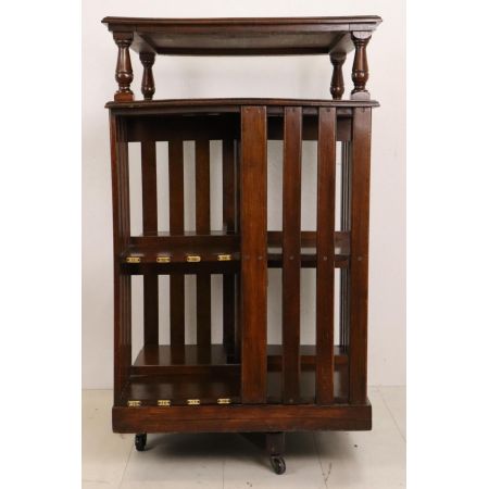 Antikes Revolving Bookcase mit Messing Plaketten, Mahagoni, ca. 19. Jahrhundert