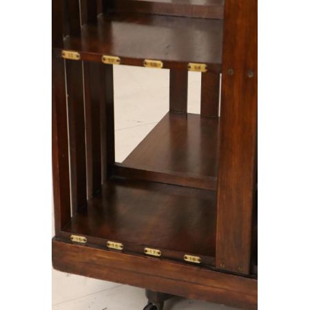 Antikes Revolving Bookcase mit Messing Plaketten, Mahagoni, ca. 19. Jahrhundert