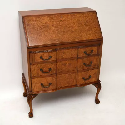 Antik Burr Walnut Writing Bureau Schreibtisch