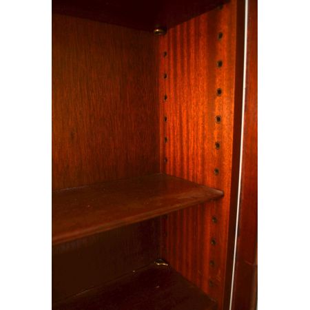 Antikes Bücherregal Bücherschrank aus Nussbaum mit vier Schubladen und Vitrine