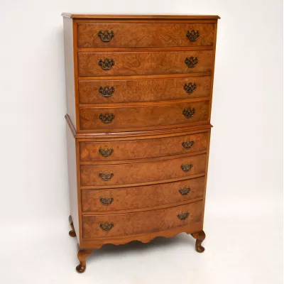 Antiker Georgian Style Burr Walnut Chest on Chest
