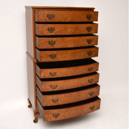 Antiker Georgian Style Burr Walnut Chest on Chest