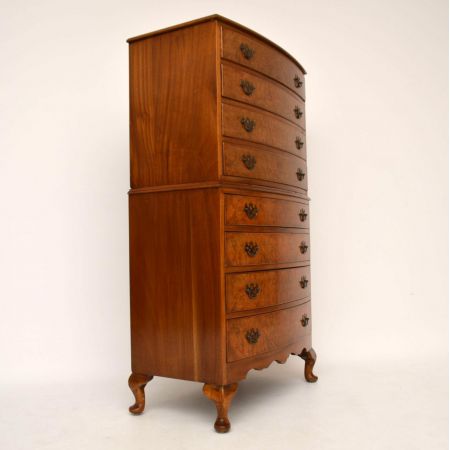 Antiker Georgian Style Burr Walnut Chest on Chest