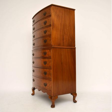 Antiker Georgian Style Burr Walnut Chest on Chest